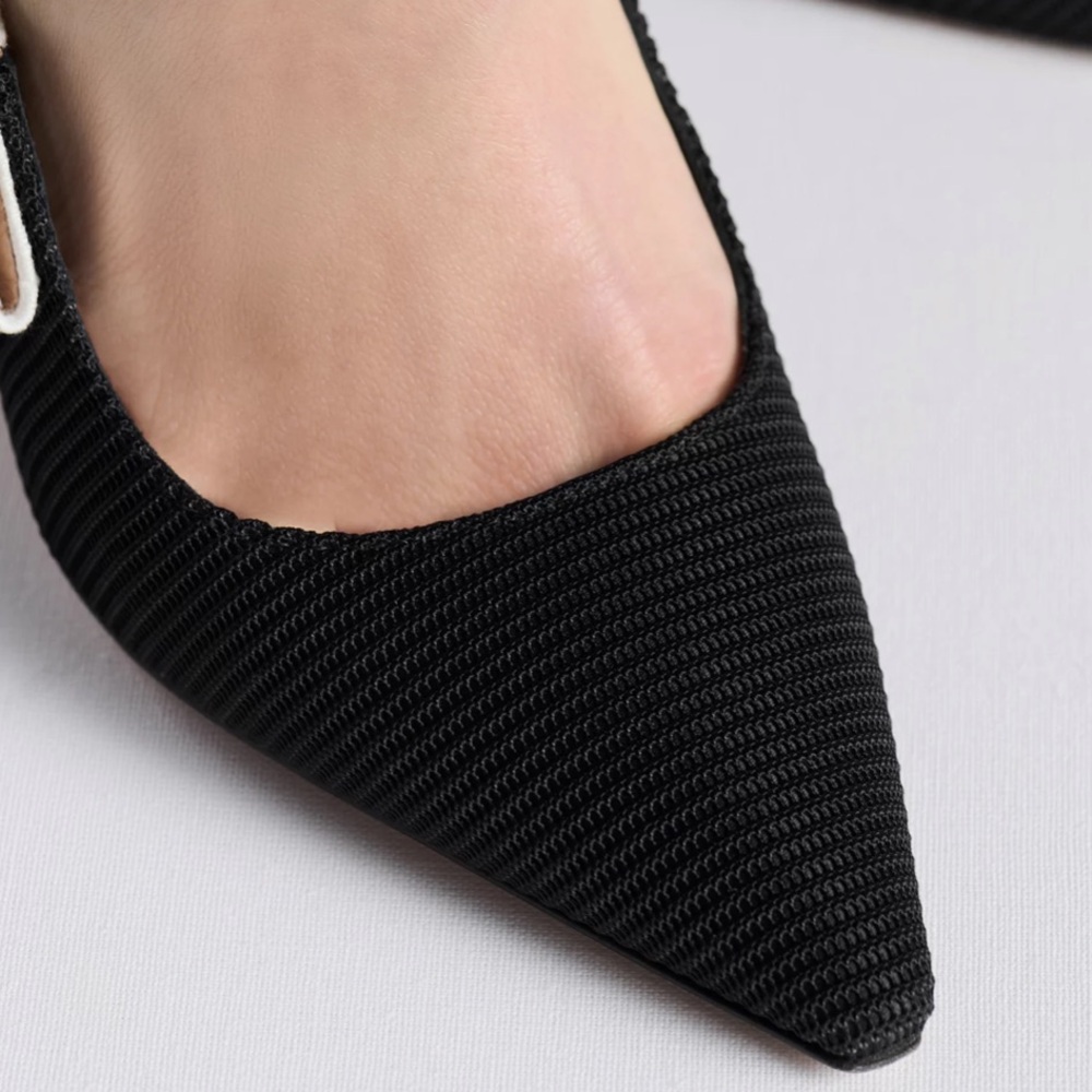 Dior Black and Cream Slingback Pointed Toe Heels - Picture 13 of 16